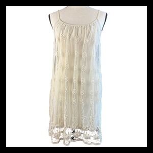 Charming Charlie Ivory Lace‎ Overlay Dress Sleeveless Boho Small S